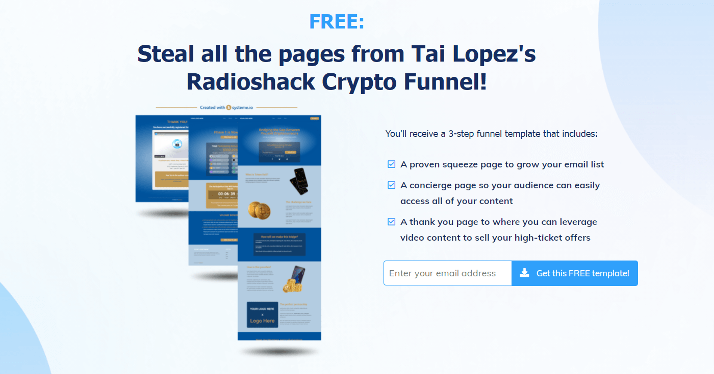 Example marketing funnel - Tai Lopez Funnel