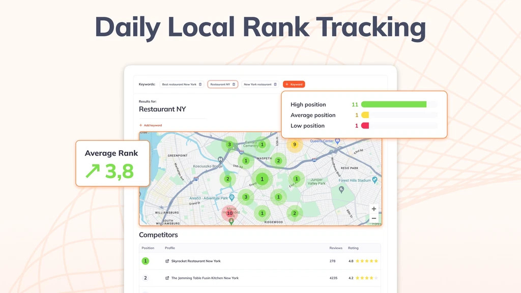 Local Rank Tracker Rank higher on Google Maps with keyword tracking, listing protection, and customer engagement