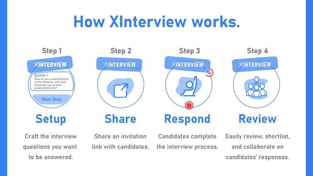 XInterview AI Automate Hiring with AI: Boost Productivity, Save Time, No More Scheduling with Video Interviews